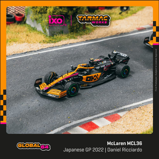 Tarmac Works 1:64 Scale McLaren MCL36 Japanese Grand Prix 2022 Daniel Ricciardo