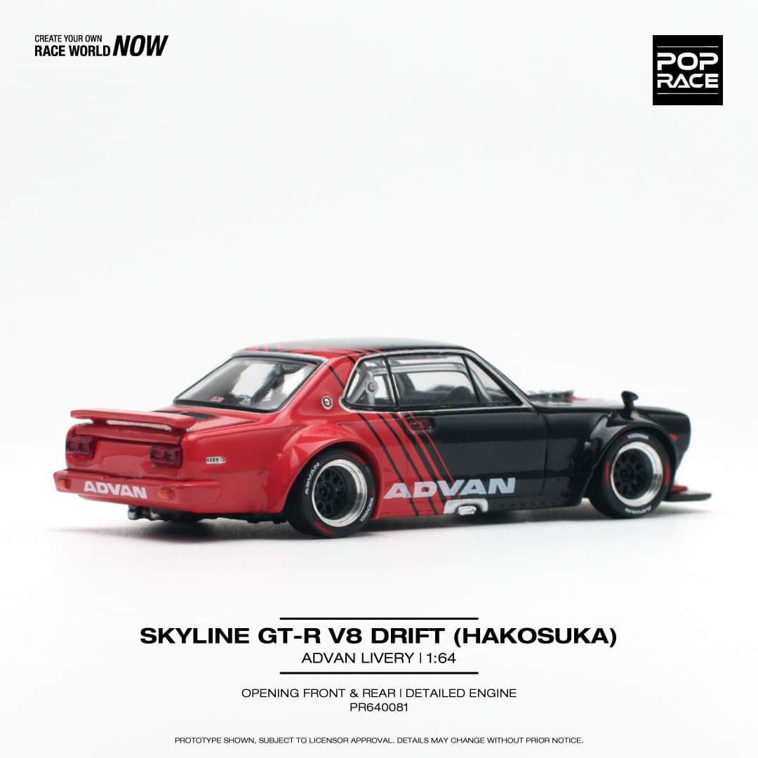 Pop Race 1/64 Skyline GT-R V8 Drift (Hakosuka) Advan Livery