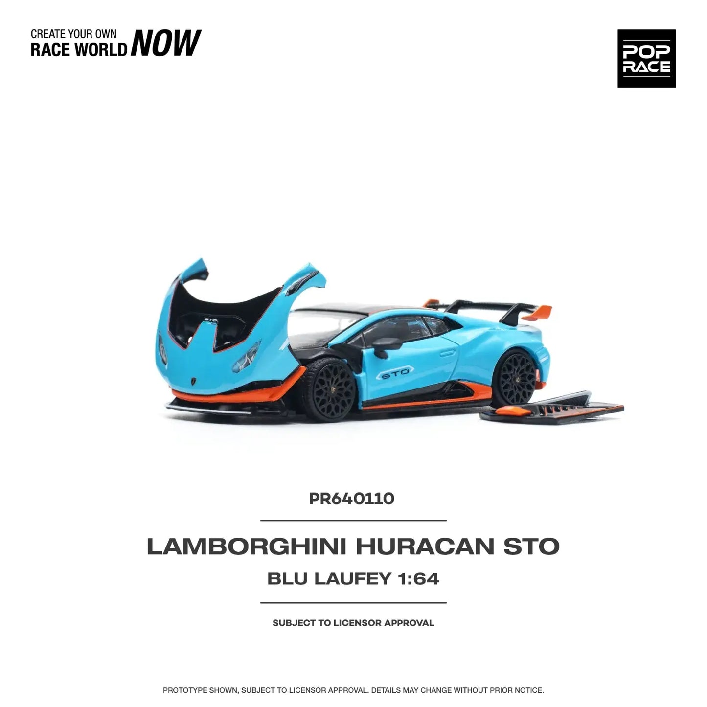 Pop Race 1/64 LAMBORGHINI HURACÁN STO BLU LAUFEY/ARANCIO XANTO
