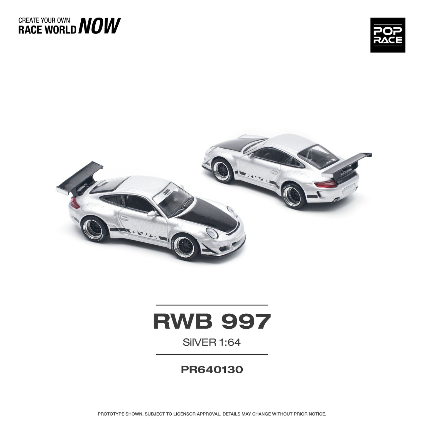 Pop Race 1:64 Scale RWB 997 (SILVER)