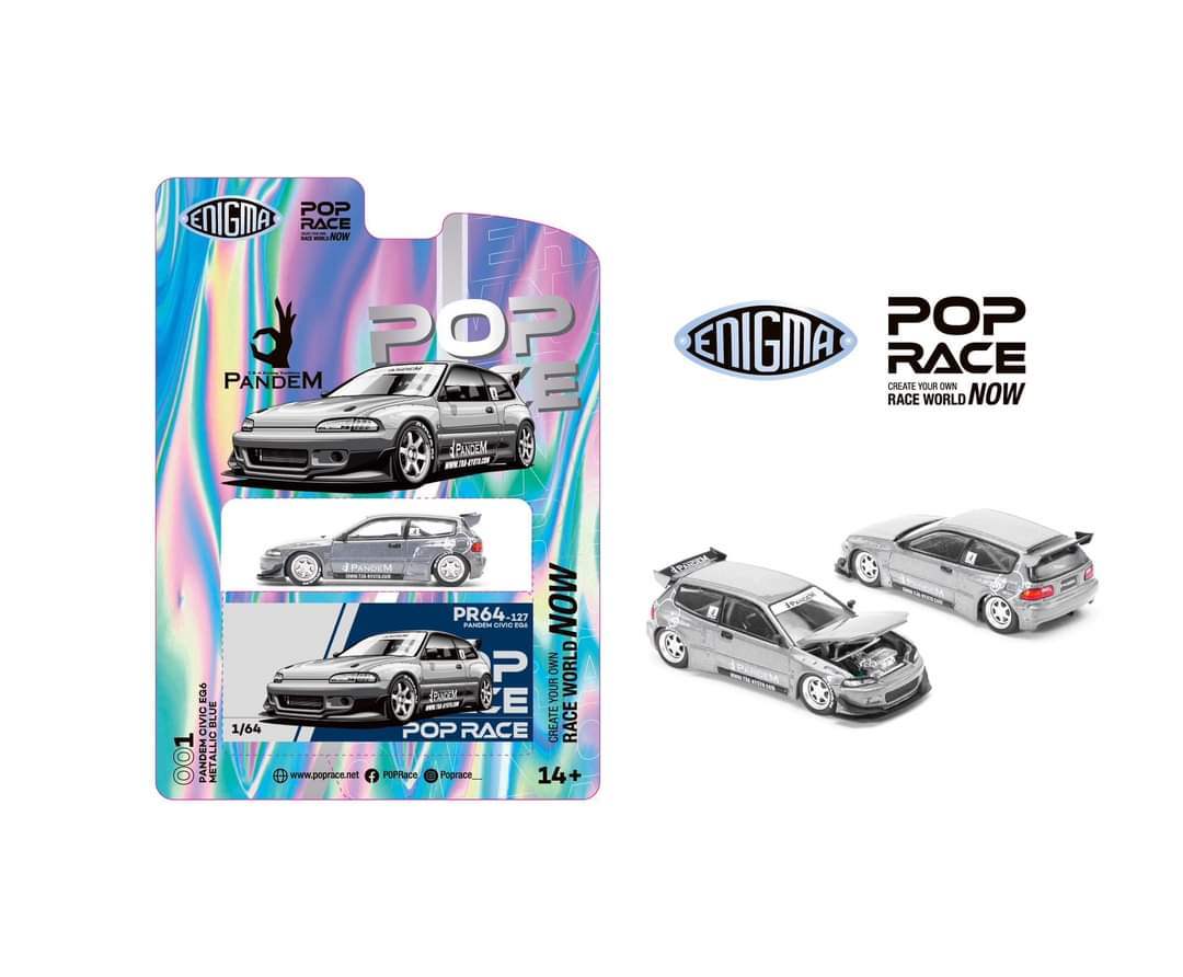 Pop Race x Enigma 1/64 HONDA PANDEM CIVIC EG6 v1.5 METALLIC BLUE Chase