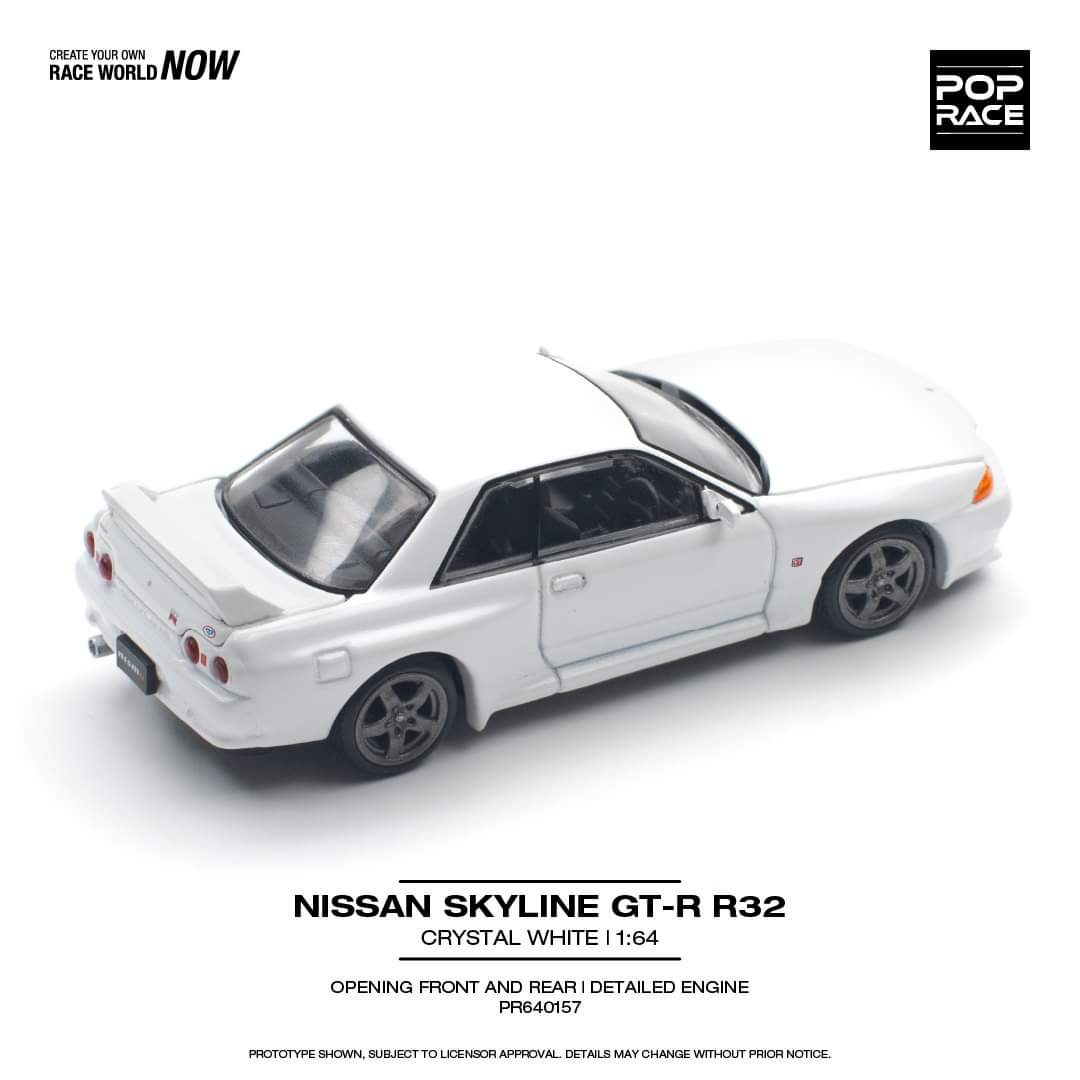 Pop Race 1/64 Nissan Skyline GT-R R32 White