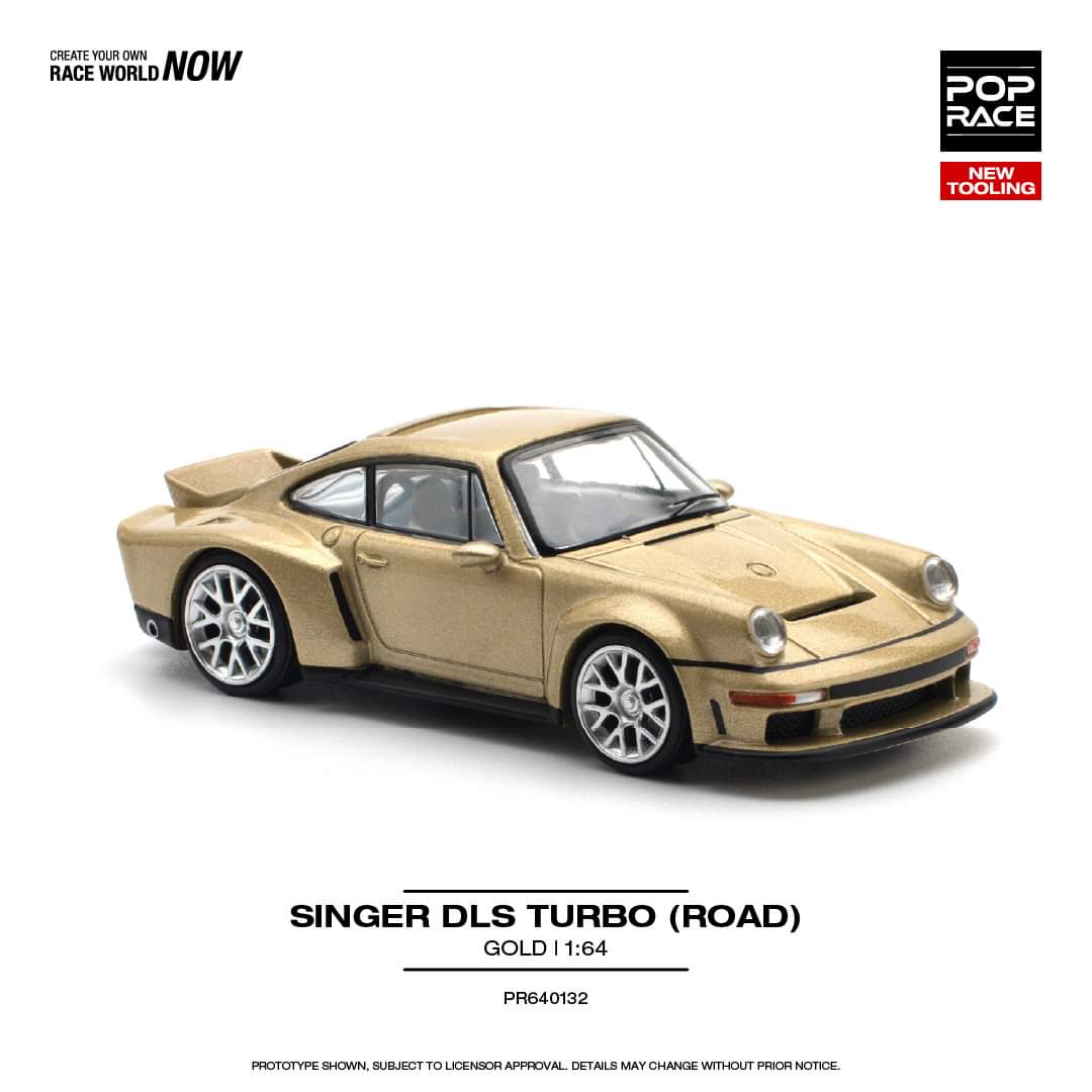 Pop Race 1:64 Scale Porsche SINGER DLS TURBO (ROAD) GOLD