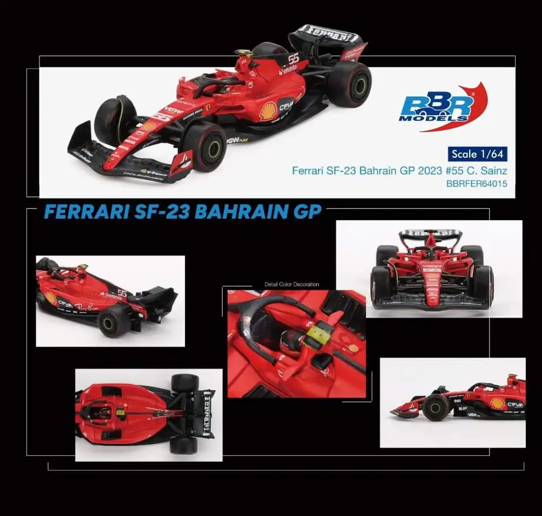 BBR BBR Models 1/64 Ferrari SF23 #55 C. Sainz 2023 Bahrain GP