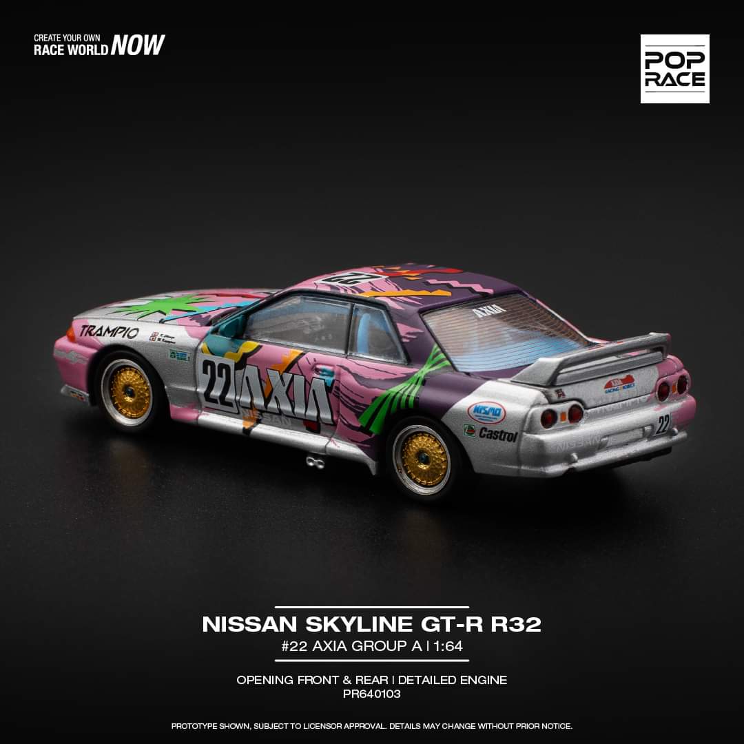 Pop Race 1:64 scale Nissan GT-R R32 #22 AXIA GROUP A