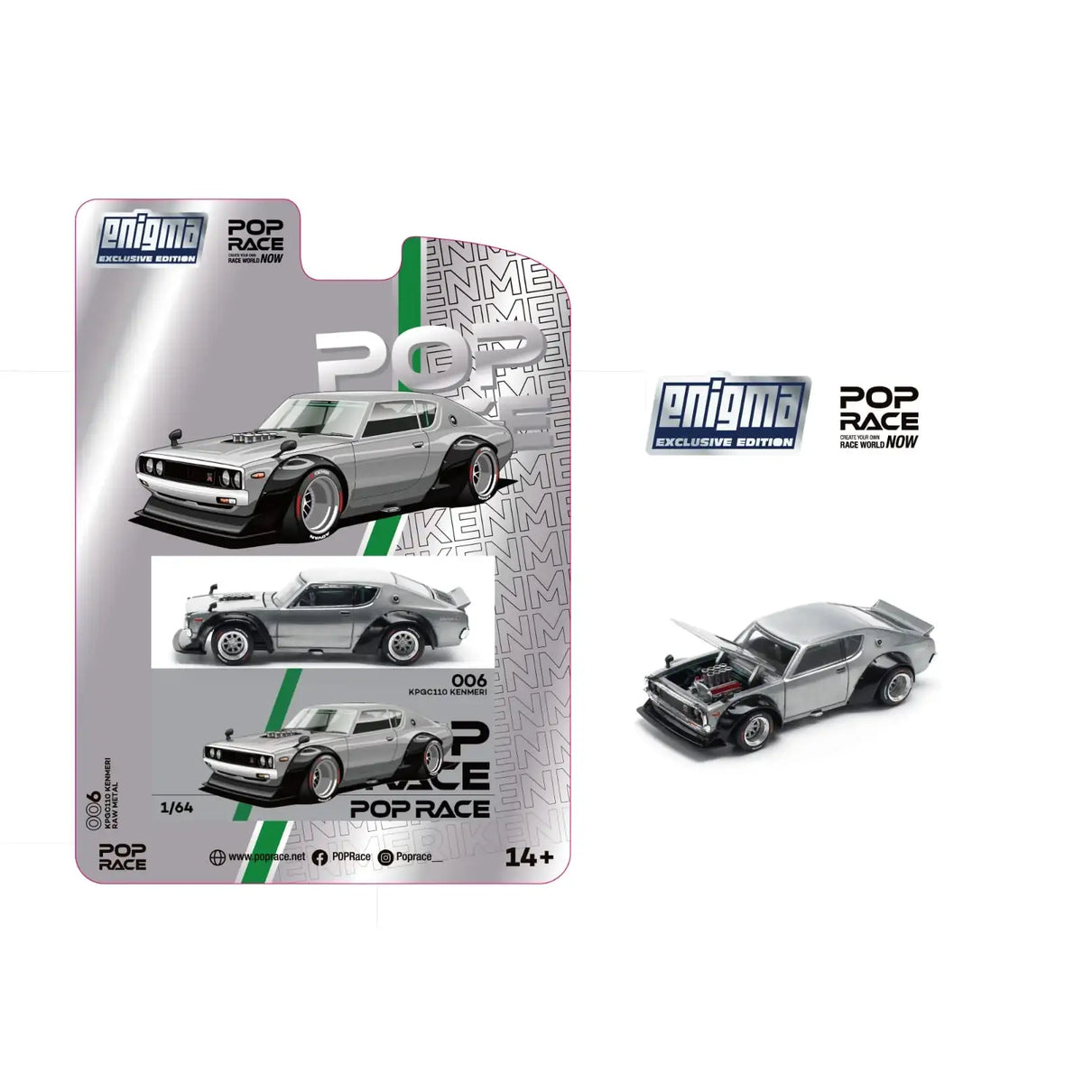 POP RACE x Enigma 1/64 KPGC0110 Skyline Kenmeri Raw Material Normal