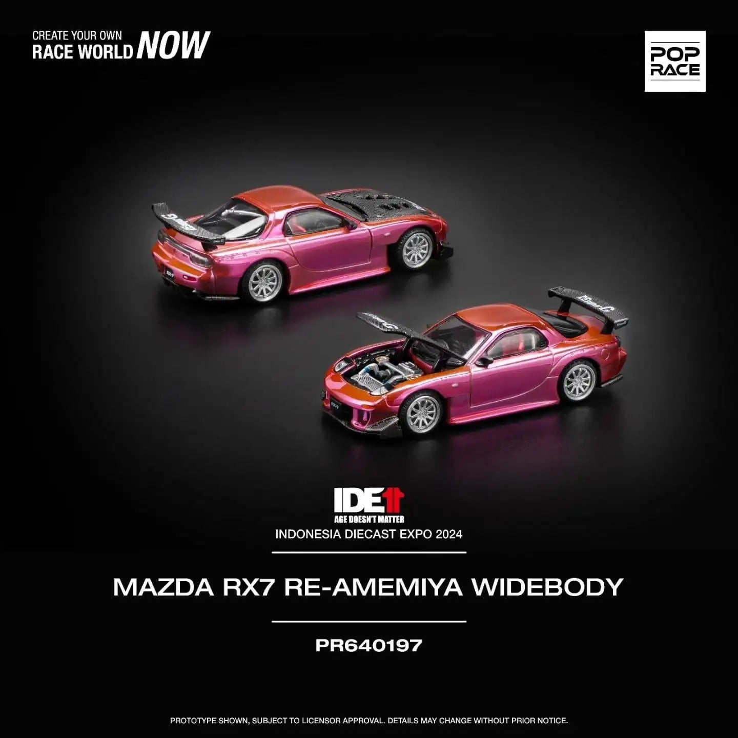 Pop Race 1/64 IDE 2024 MAZDA RX-7 (FD3S) RE-AMEMIYA WIDEBODY DINNER CAR