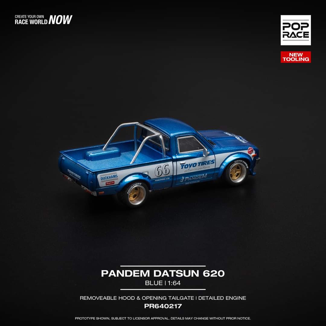 Pop Race 1/64 PANDEM DATSUN 620 BLUE