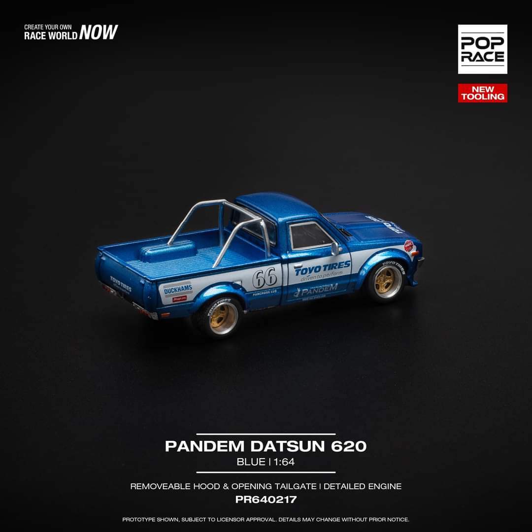 Pop Race 1/64 PANDEM DATSUN 620 BLUE