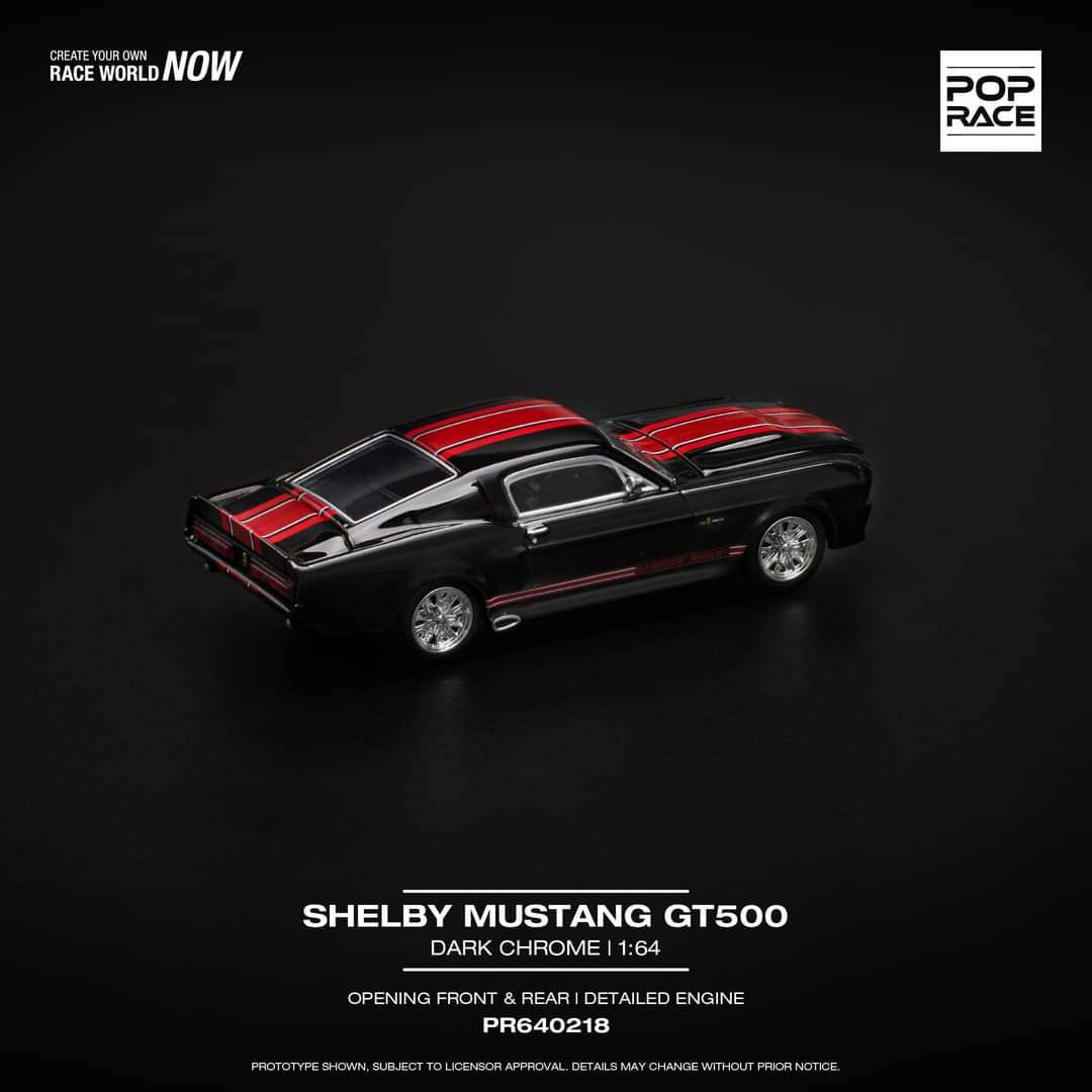 Pop Race 1/64 POPRACE 1/64 SHELBY MUSTANG GT500 DARK CHROME