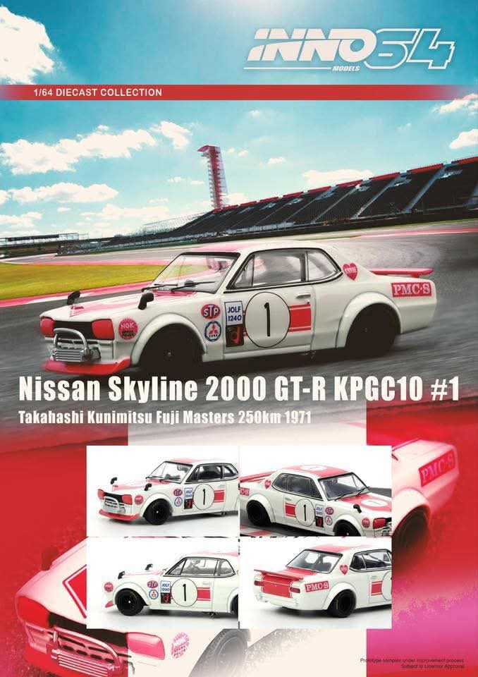 INNO64 1/64 NISSAN SKYLINE 2000 GT-R KPGC10 #1 Takahashi Kunimitsu Fuji Masters 250Km 1971