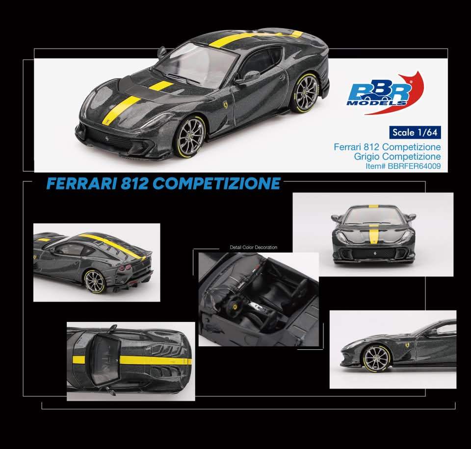 BBR Models 1/64 Ferrari 812 Competitizone Grigio Competitizone