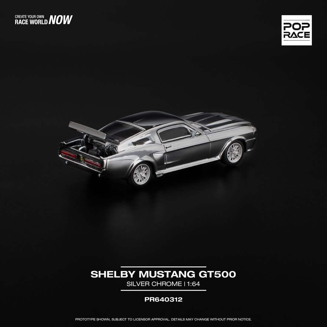 Pop Race 1:64 scale 1967 SHELBY MUSTANG GT500 - SILVER CHROME