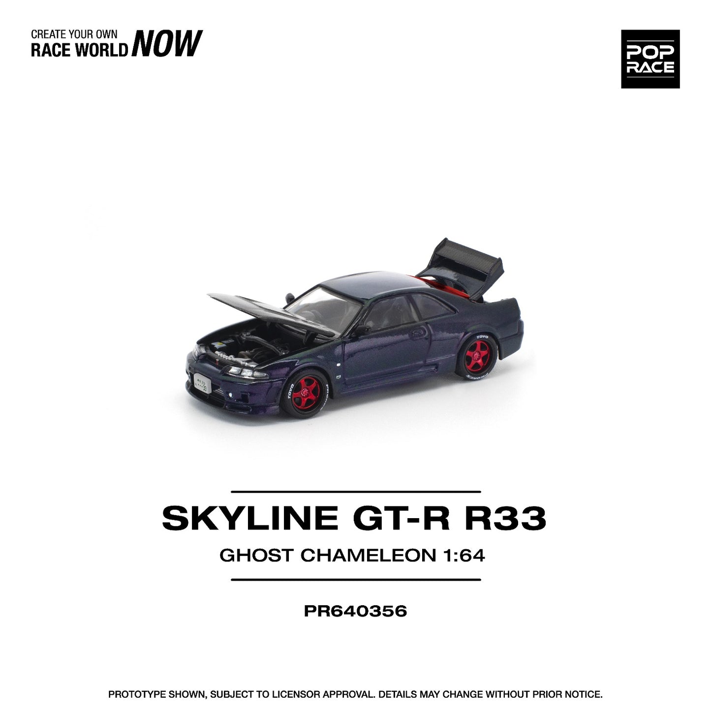 Pop Race 1/64 Nissan Skyline GT-R R33 Ghost Chameleon