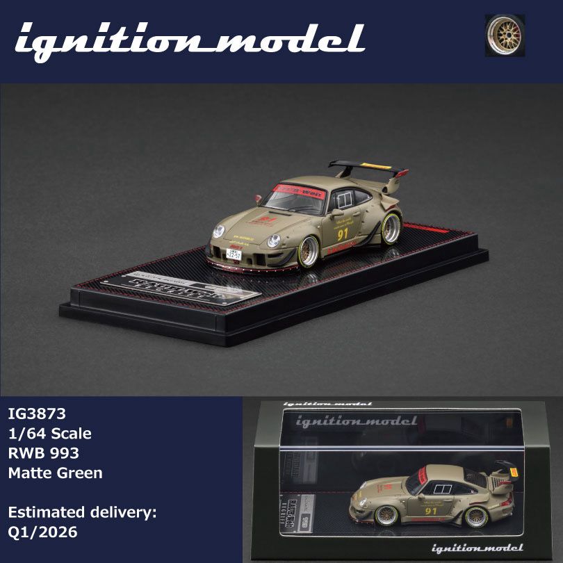 Ignition Model 1:64 Scale IG3873 Porsche RWB 993 Matte Green