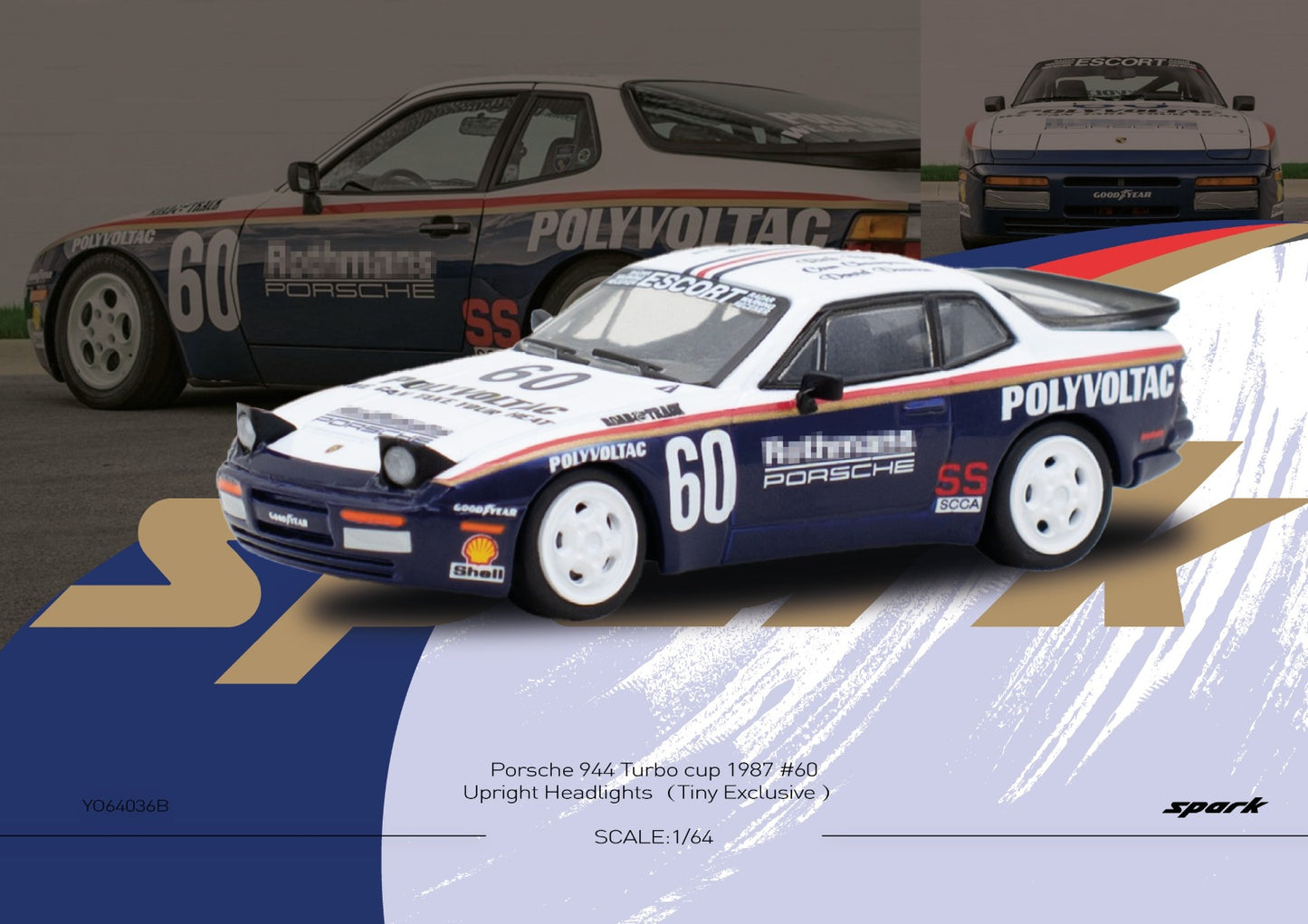 Spark 1:64 Scale Porsche 944 Turbo Cup 1987 #60 Polyvoltac