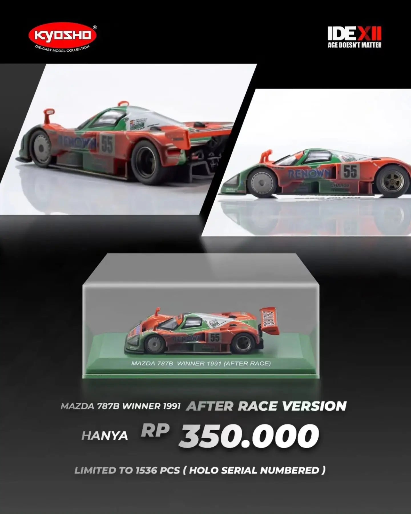 IDE XII x Kyosho 1:64 Mazda 787B Winner 1991 After Race Version