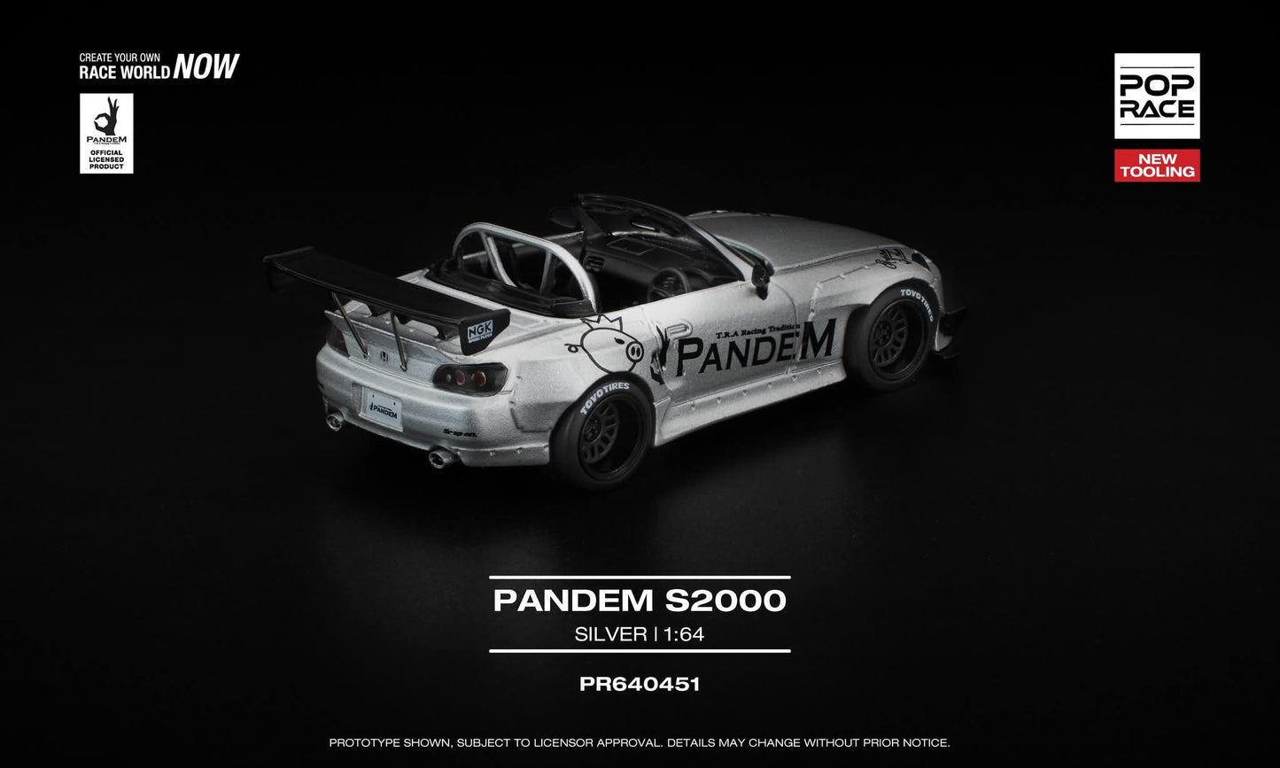 Pop Race 1:64 Scale Pandem Honda S2000 Silver
