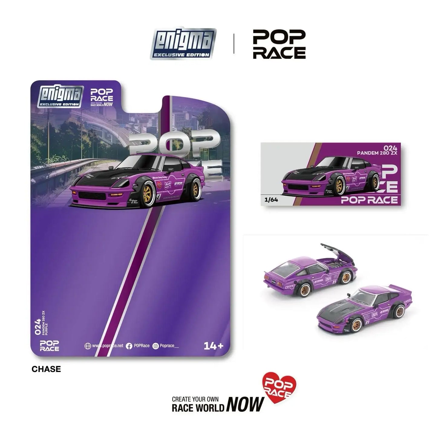 Pop Race x Enigma 1/64 Pandem 280ZX Purple Chase