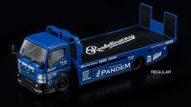 POP RACE PRE042 Pandem Fuso 300 Flatbed Transporter Blue Enigma Exclusive