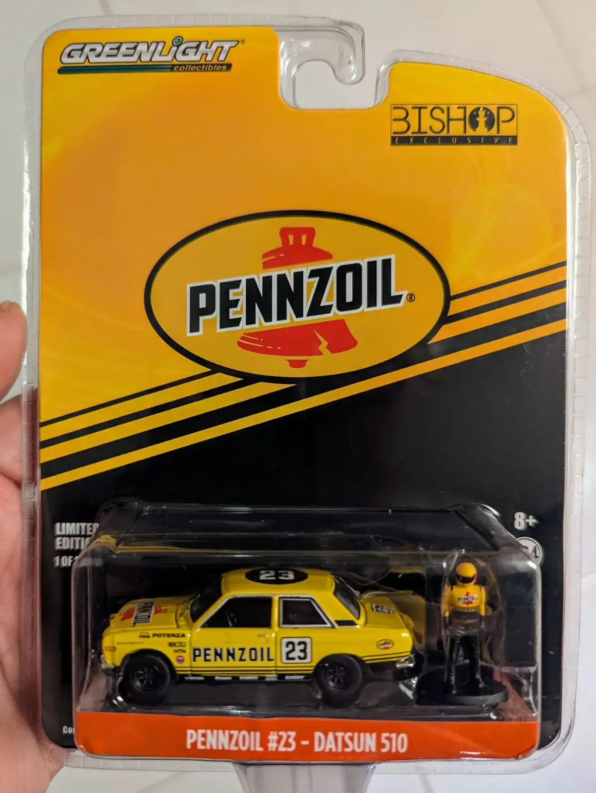 Greenlight Collectibles Greenlight 1:64 Scale Pennzoil #23 Datsun 510 Bishop Exclusive