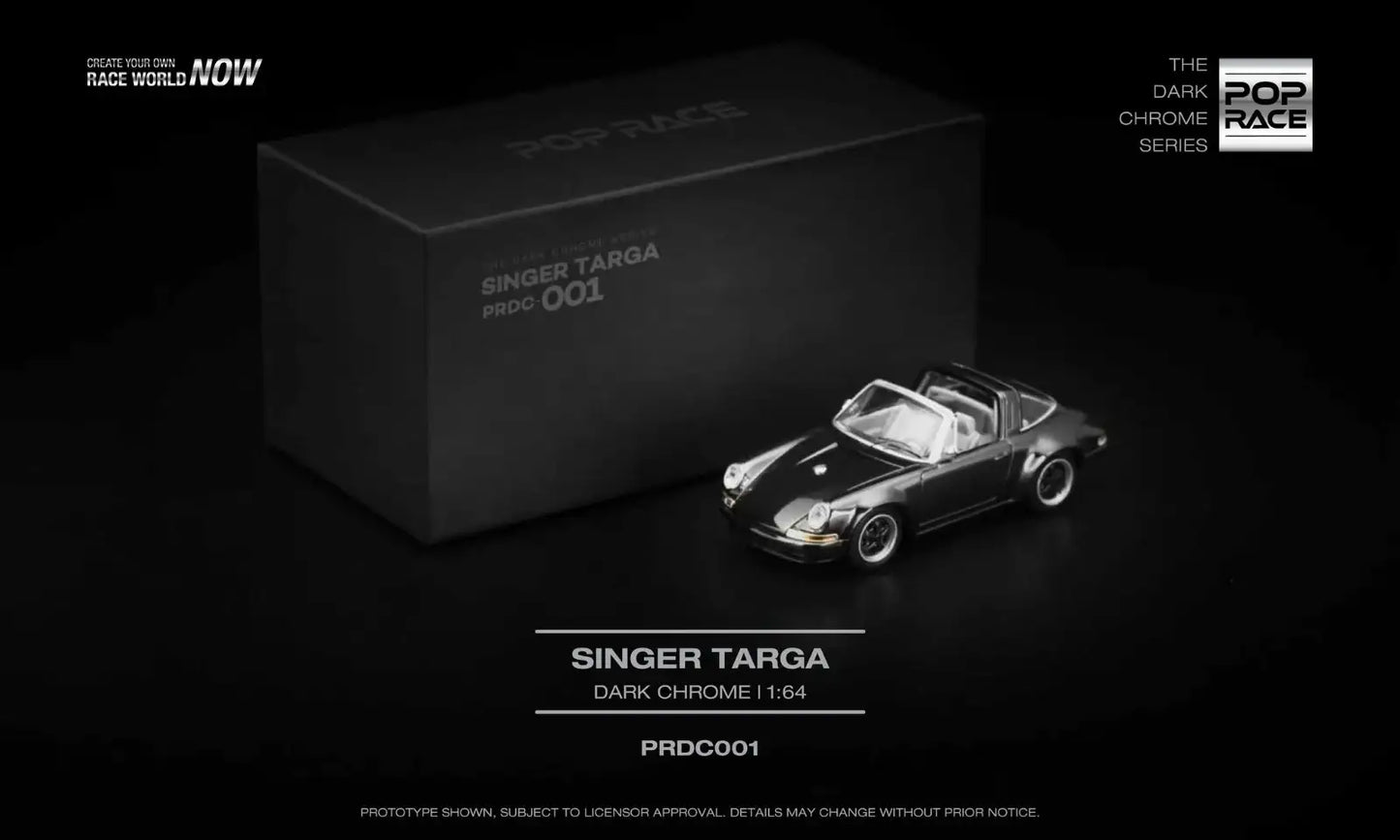 POP RACE 1:64 Scale Singer Targa Dark Chrome