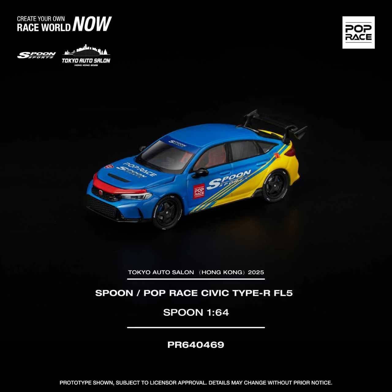 Pop Race 1:64 Scale Spoon / Pop Race Civic Type-R FL5 - Tokyo Auto Salon Hong Kong 2025 Exclusive