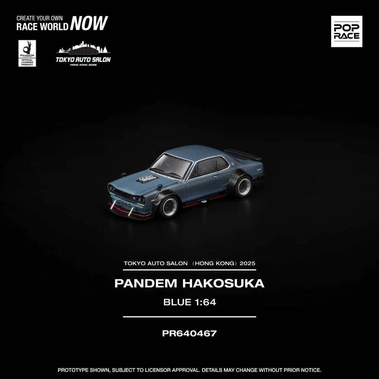 Pop Race 1:64 Scale Pandem Hakosuka Blue - Tokyo Auto Salon Hong Kong 2025 Exclusive