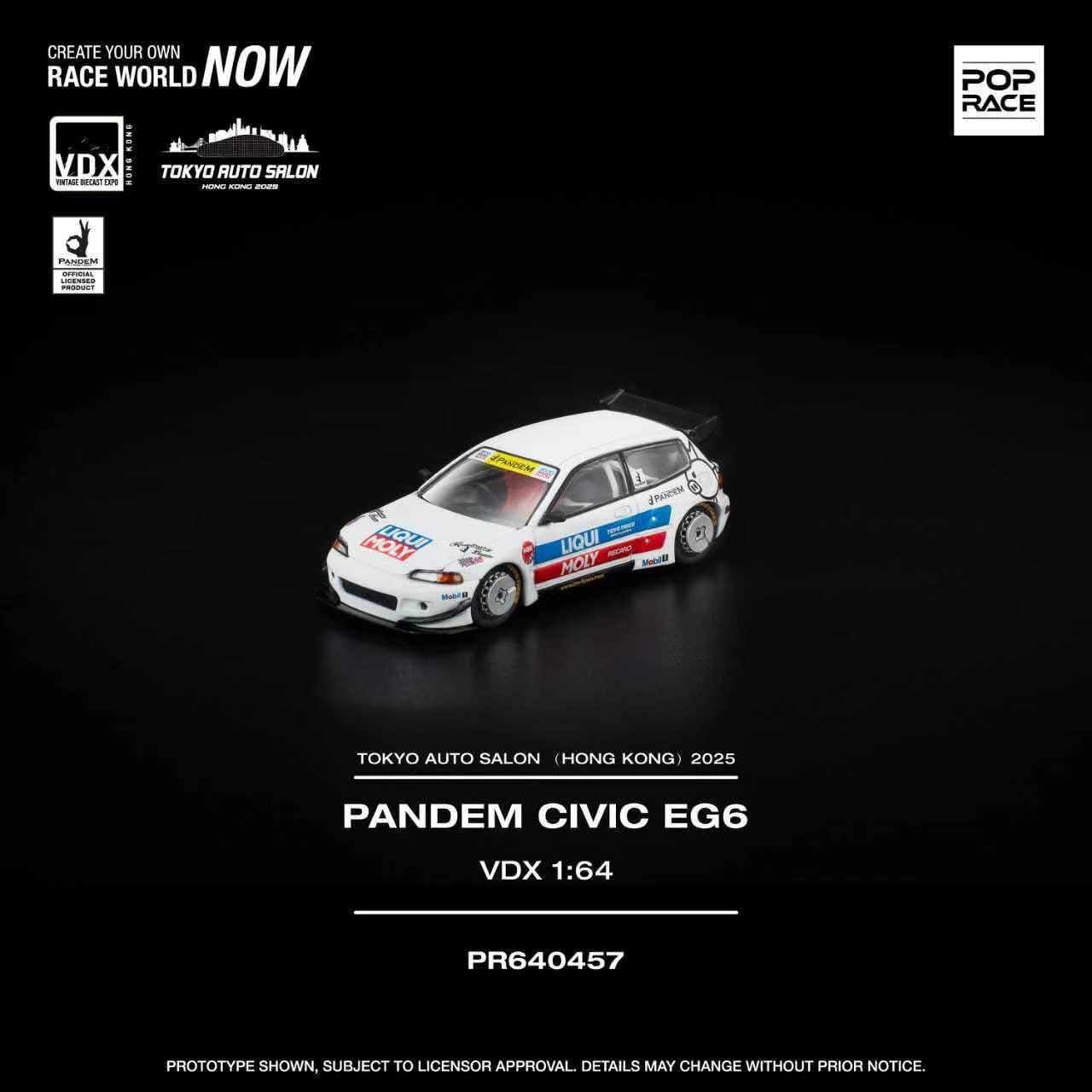 Pop Race 1:64 Scale Pandem Civic EG6 VDX - Tokyo Auto Salon Hong Kong 2025 Exclusive