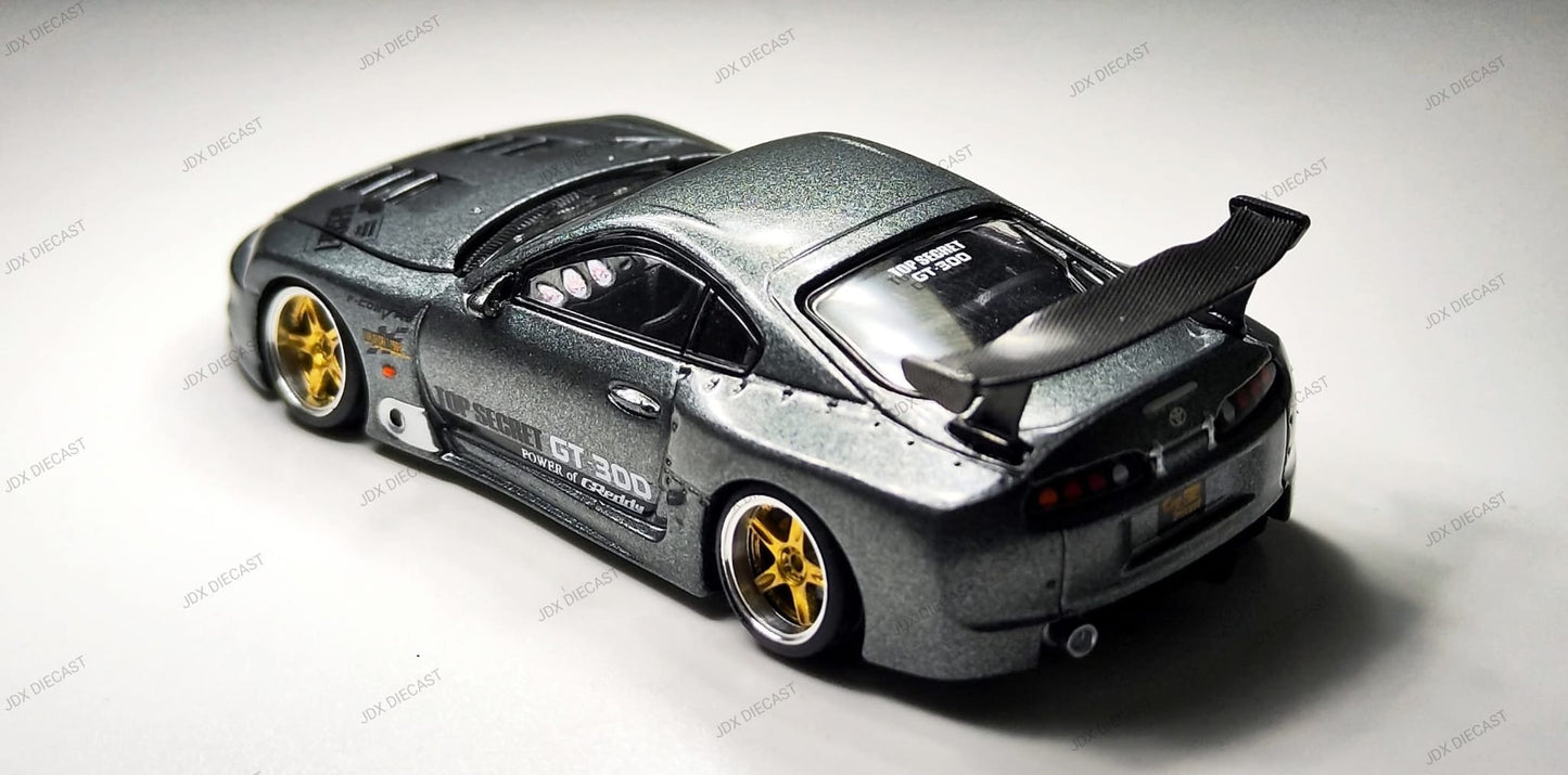 Pop Race 1:64 Scale x PDX 2025 Exclusive Top Secret Toyota Supra GT300 Grey