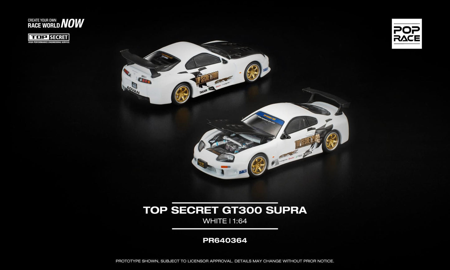 Pop Race 1:64 Scale TOP SECRET GT300 SUPRA WHITE