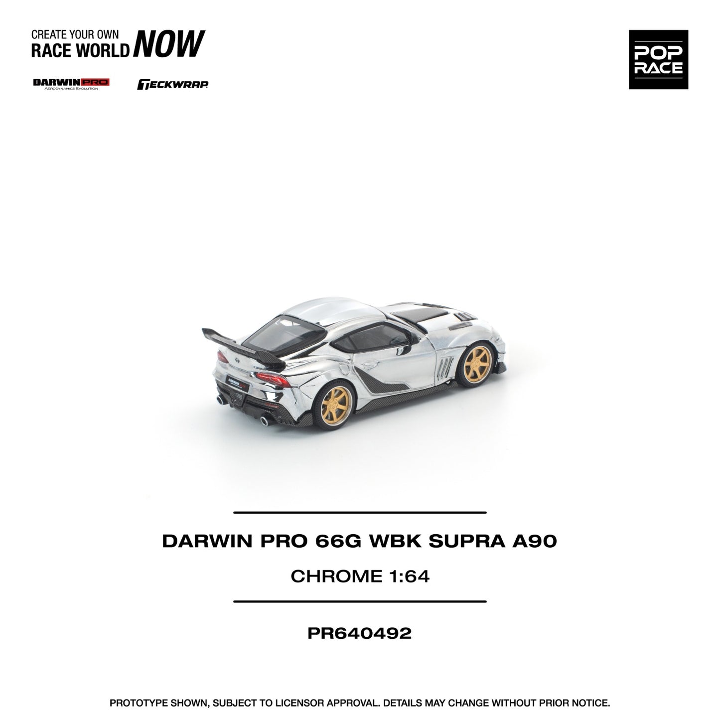 Pop Race 1:64 Scale Darwin Pro 66G WBK Supra A90 Chrome