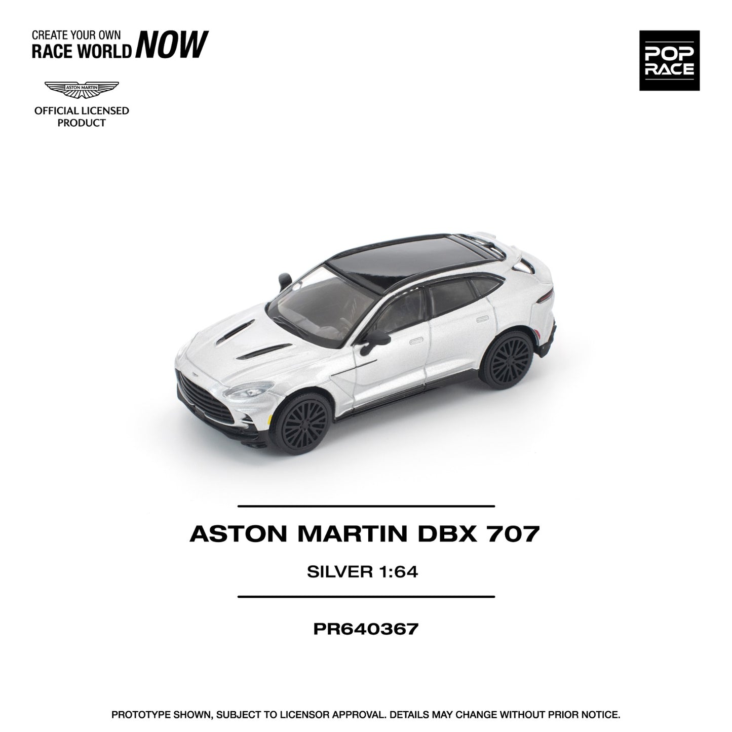 Pop Race 1:64 Scale Aston Martin DBX 707 Silver