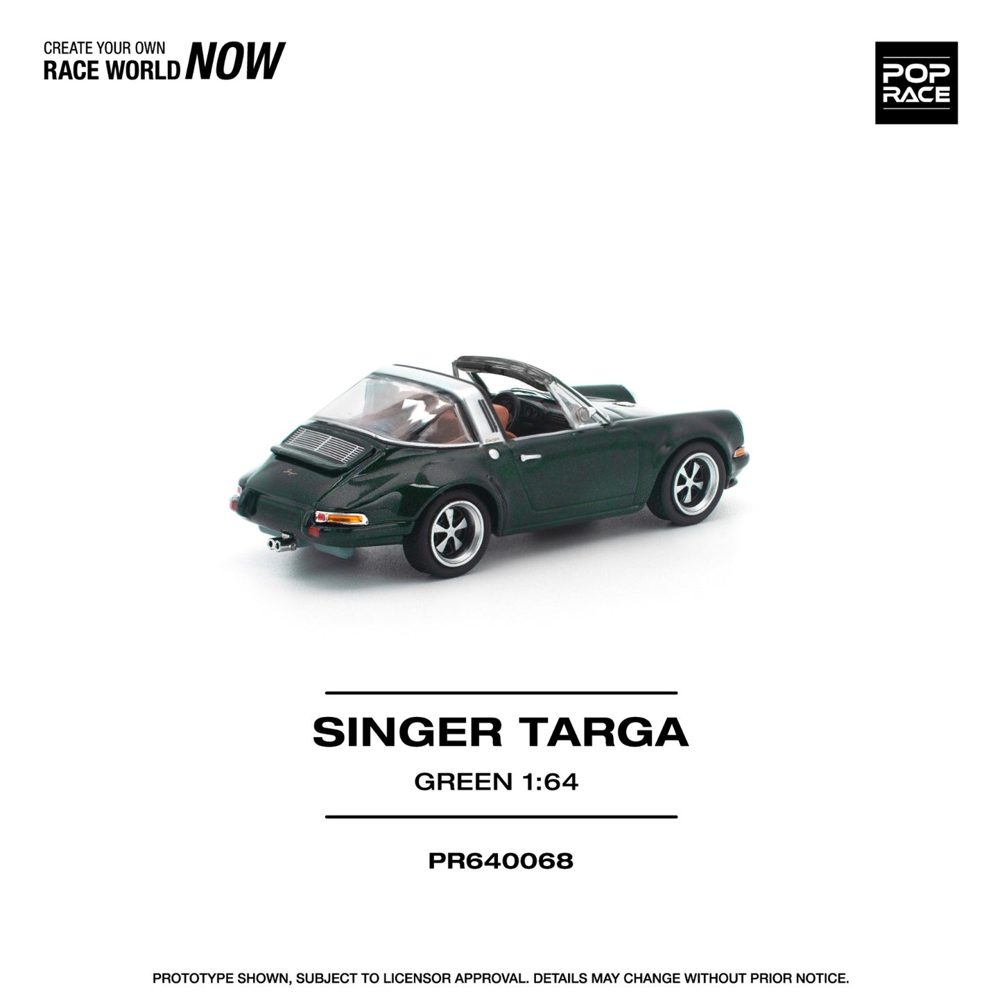 Pop Race 1:64 Scale Singer Targa Green