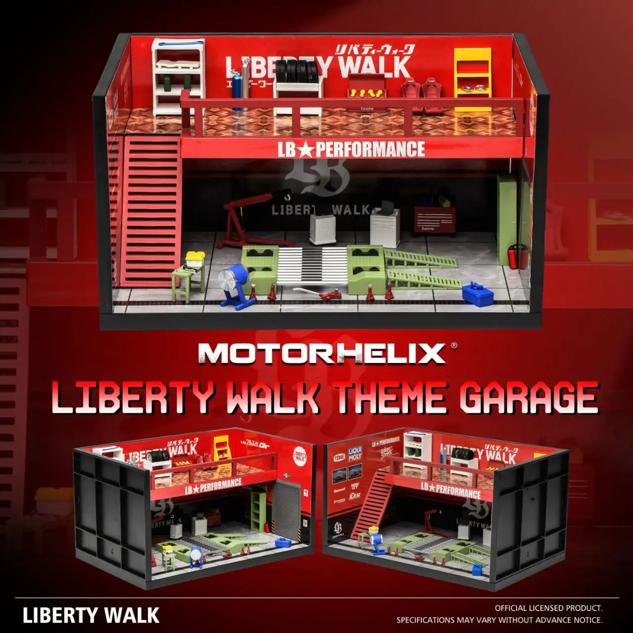 Motorhelix 1:64 Liberty Walk Theme Garage Red