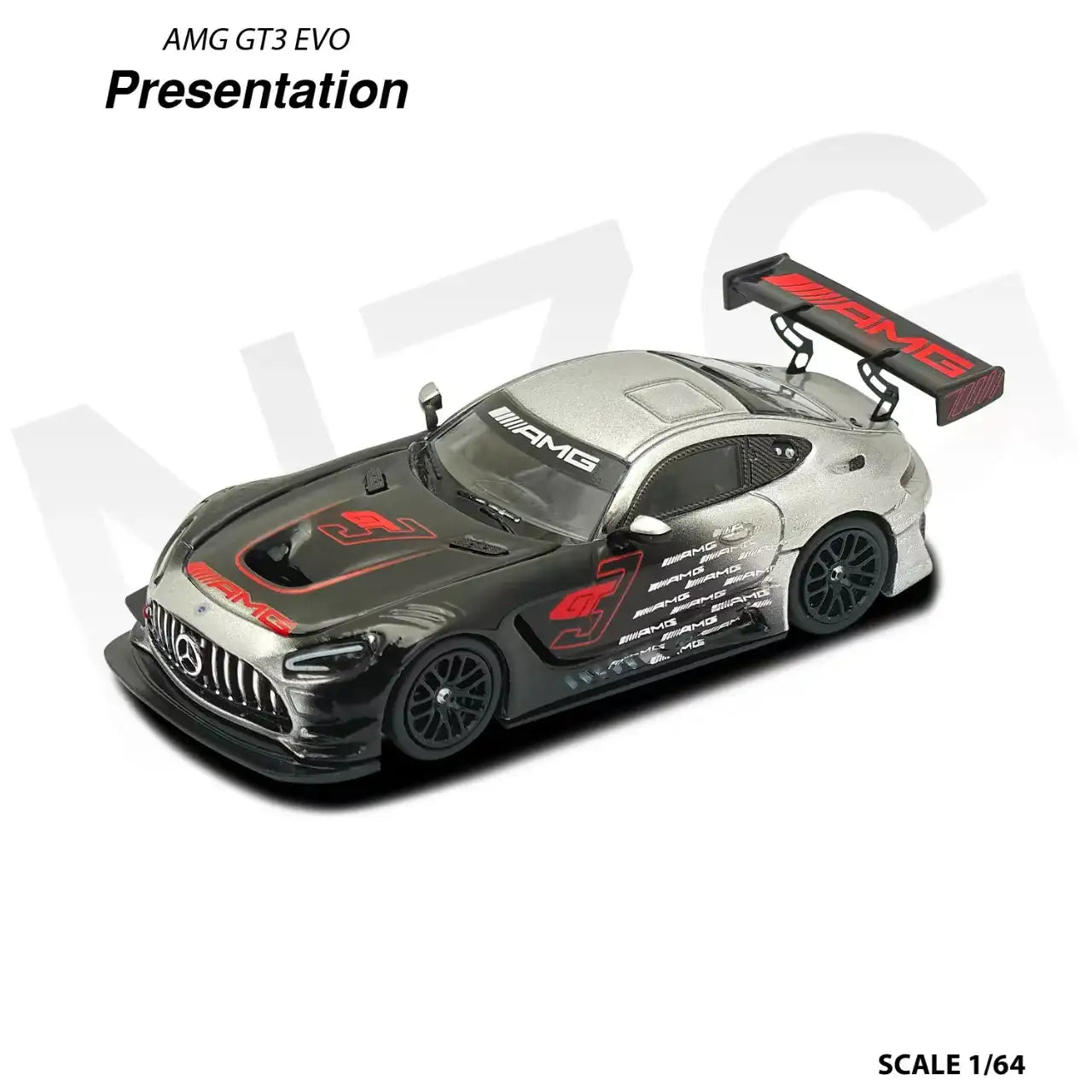 Kilo Works x NZG 1:64 Scale AMG GT3 EVO II AMG GT3 EVO II Presentation Black
