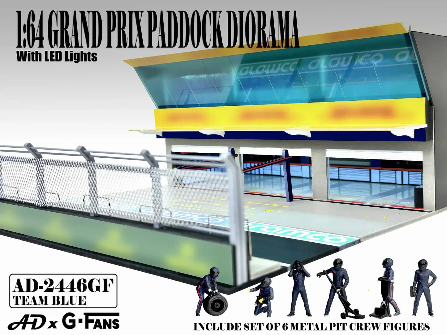 American Diorama 1:64 Grand Prix Paddock Diorama with LED - Team Blue AD-2446GF