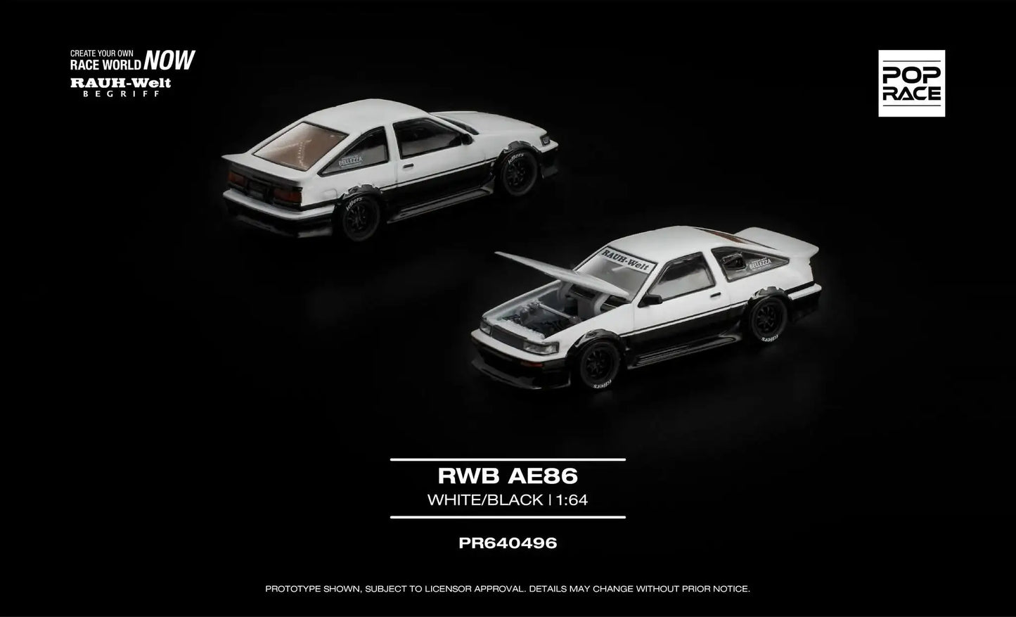 Pop Race 1:64 RWB AE86 White/Black