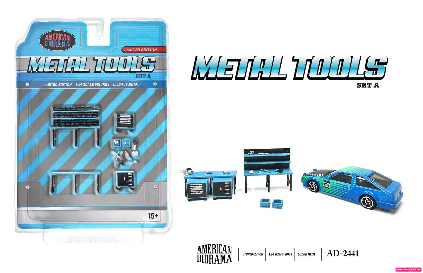 American Diorama 1:64 Metal Tools Blue - Set A