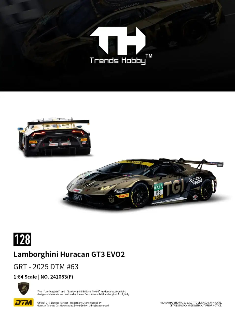 Trends Hobby TH 1:64 Lamborghini Huracán GT3 EVO2 GRT 2025 DTM #63 Black Gold-Trends Hobby-1:64-Mobile Garage HK