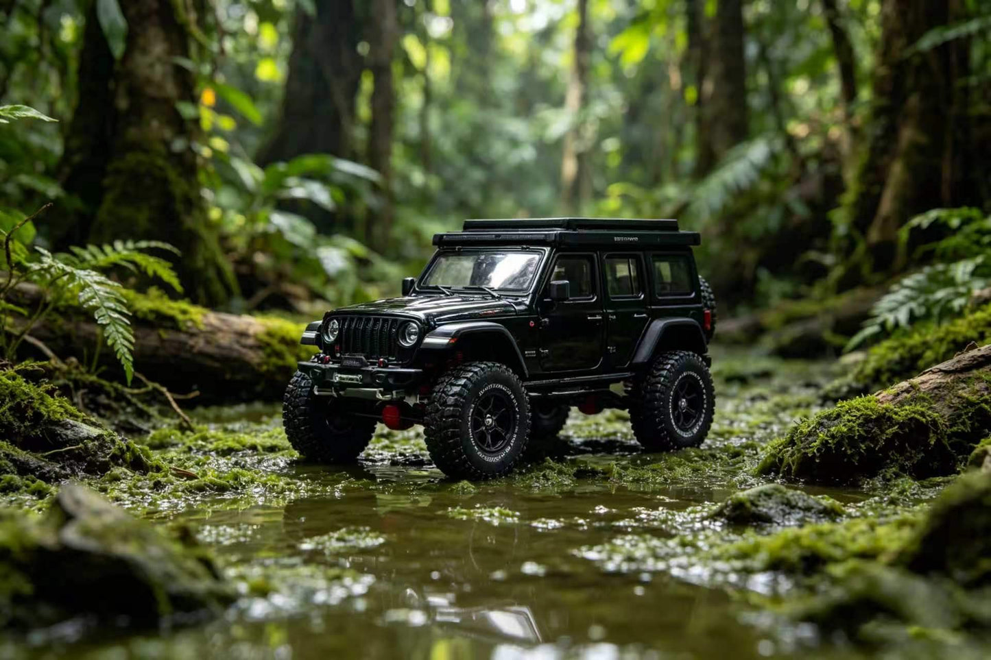 GCD 1:64 Jeep Wrangler Rubicon Off-Road Modified Edition Black #649-GCD-1:64-Mobile Garage HK