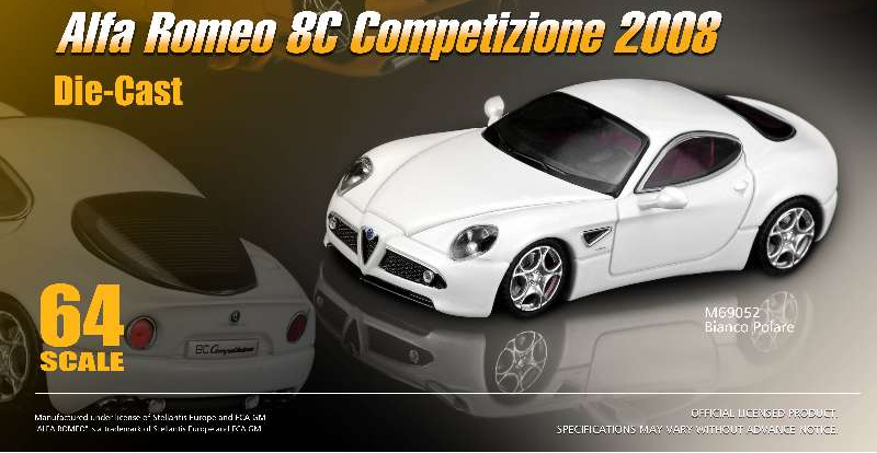 MotorHelix Alfa Romeo 8C Competizione 2008 - Bianco Polare / Giallo Mica
