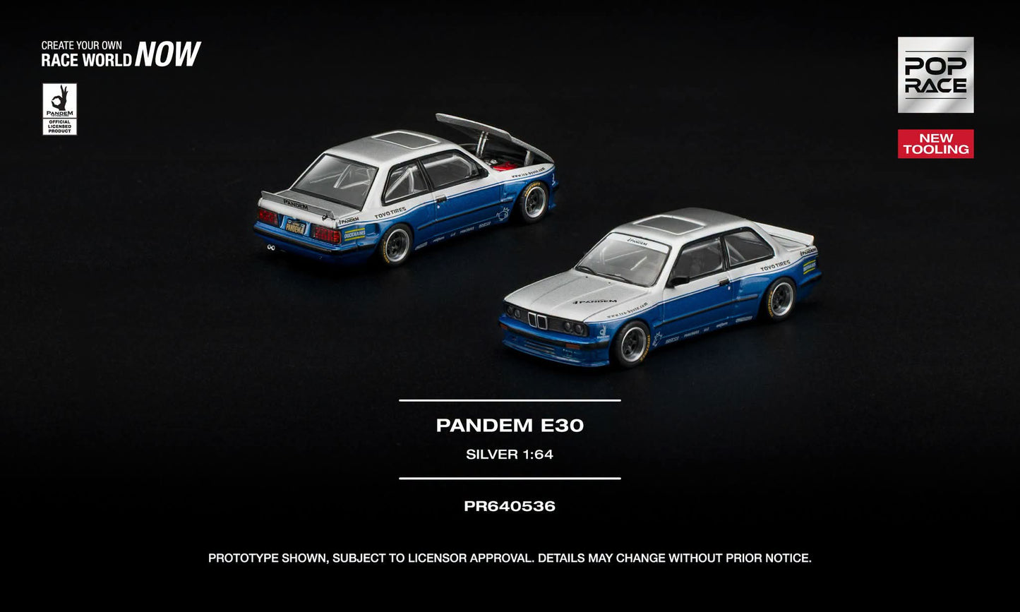 Pop Race BMW E30 Pandem Silver PR640536 (New Tooling)