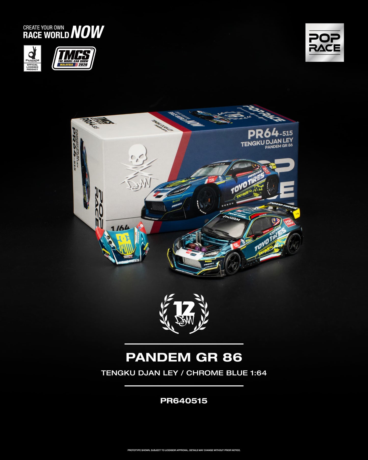 Pop Race Toyota GR86 Pandem Tengku Djan Ley Chrome Blue PR640515 (TMCS 2026 Exclusive)