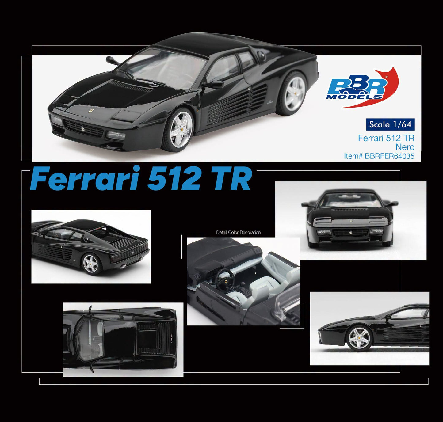 BBR Models Ferrari 512 TR Nero BBRFER64035