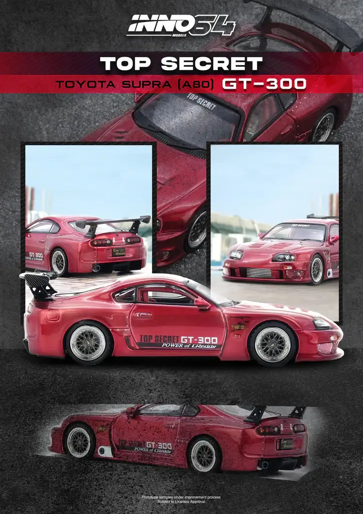 Inno64 1/64 TOYOTA SUPRA (A80) TOP SECRET GT300 Red