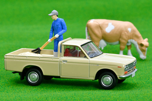 Tomica Limited Vintage LV-195d Datsun 1300 truck (light brown) with figure