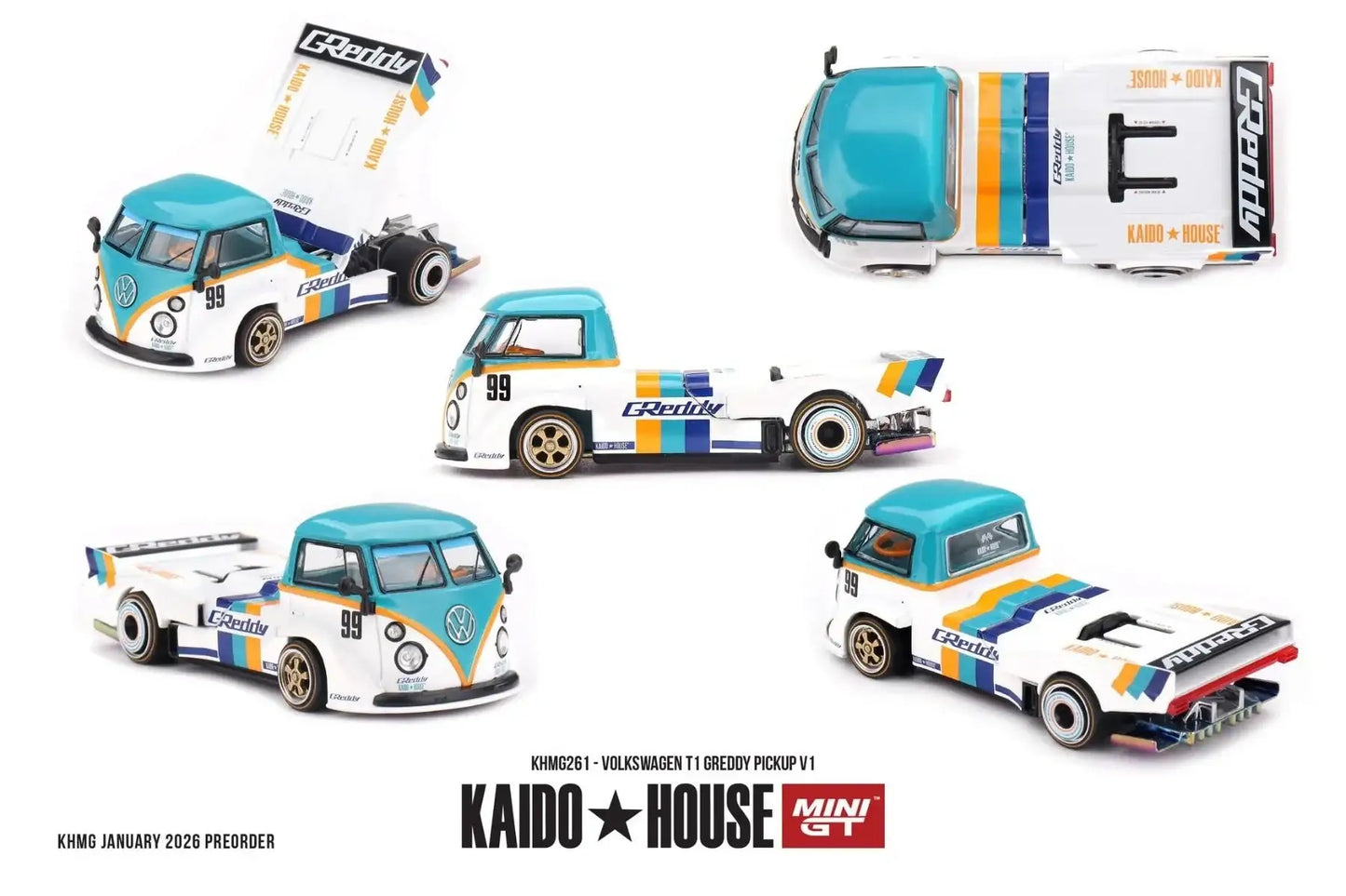 Mini GT Mini GT x Kaido House #261 Volkswagen T1 GReddy Pickup V1