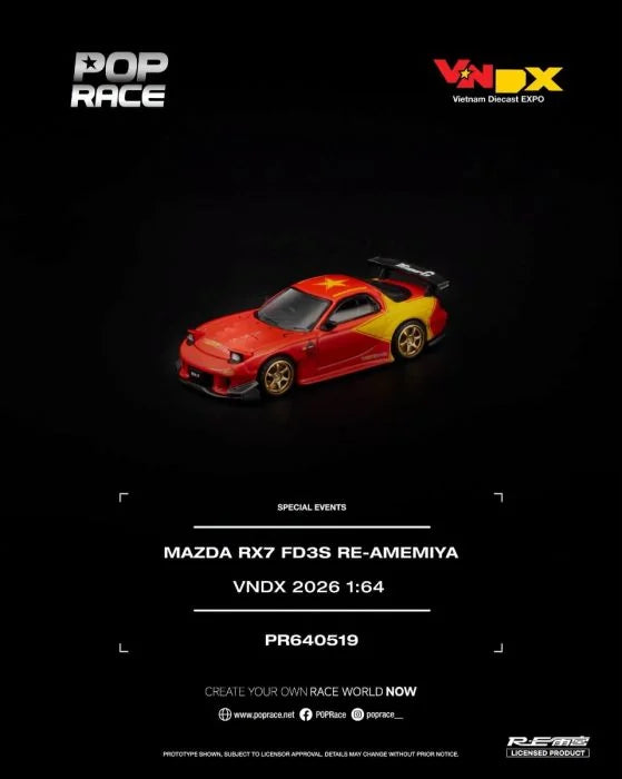 POP RACE VNDX 2026 Event Exclusives 2-Car Set Shelby Mustang GT500 & Mazda RX-7 FD3S RE-Amemiya