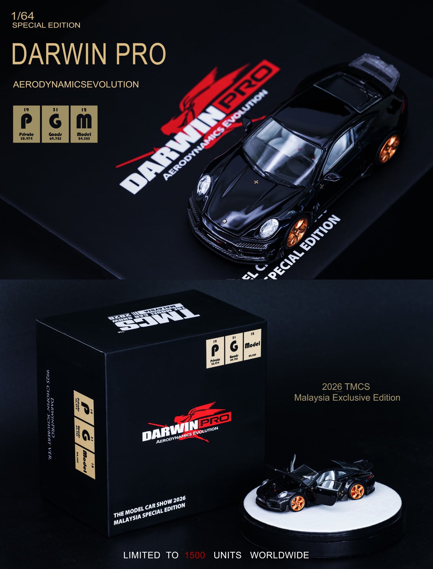 PGM Darwin Pro Porsche 992 GT3 RS Aerodynamics Evolution Black TMCS 2026 Malaysia Special Edition (Limited 1500 Units)